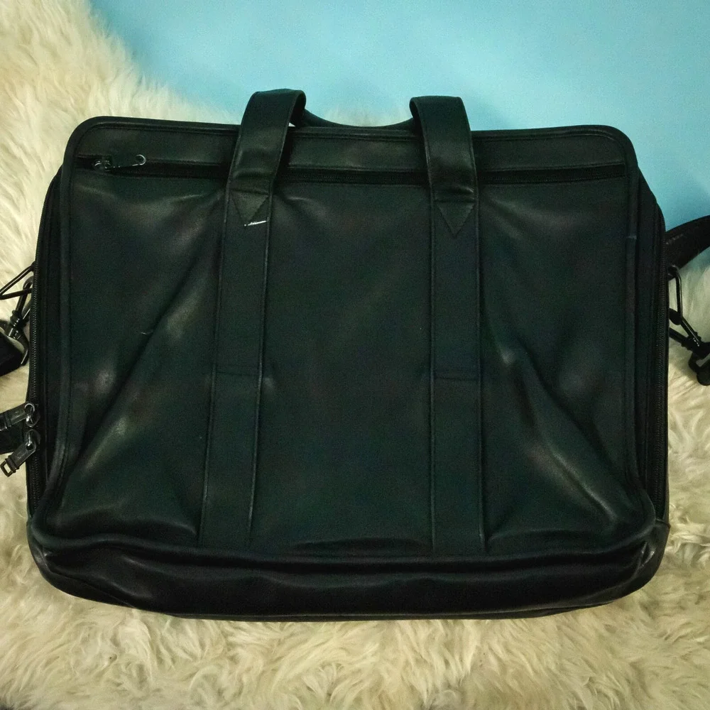Tumi Black Alpha Napa Leather Padded Laptop Briefcase Bag Business Career 9624D3